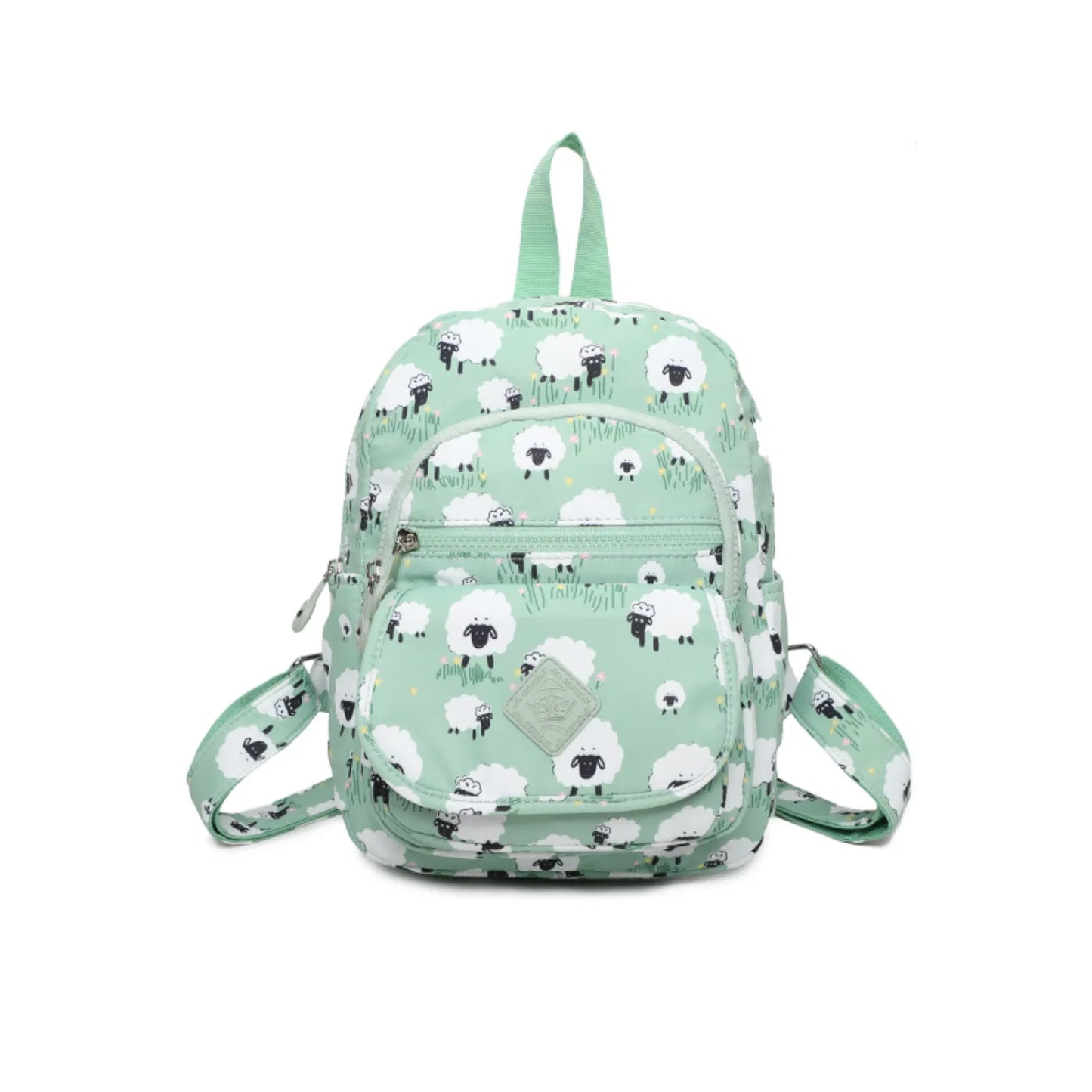 Kids Multi Zip Fun Backpack Green Sheep