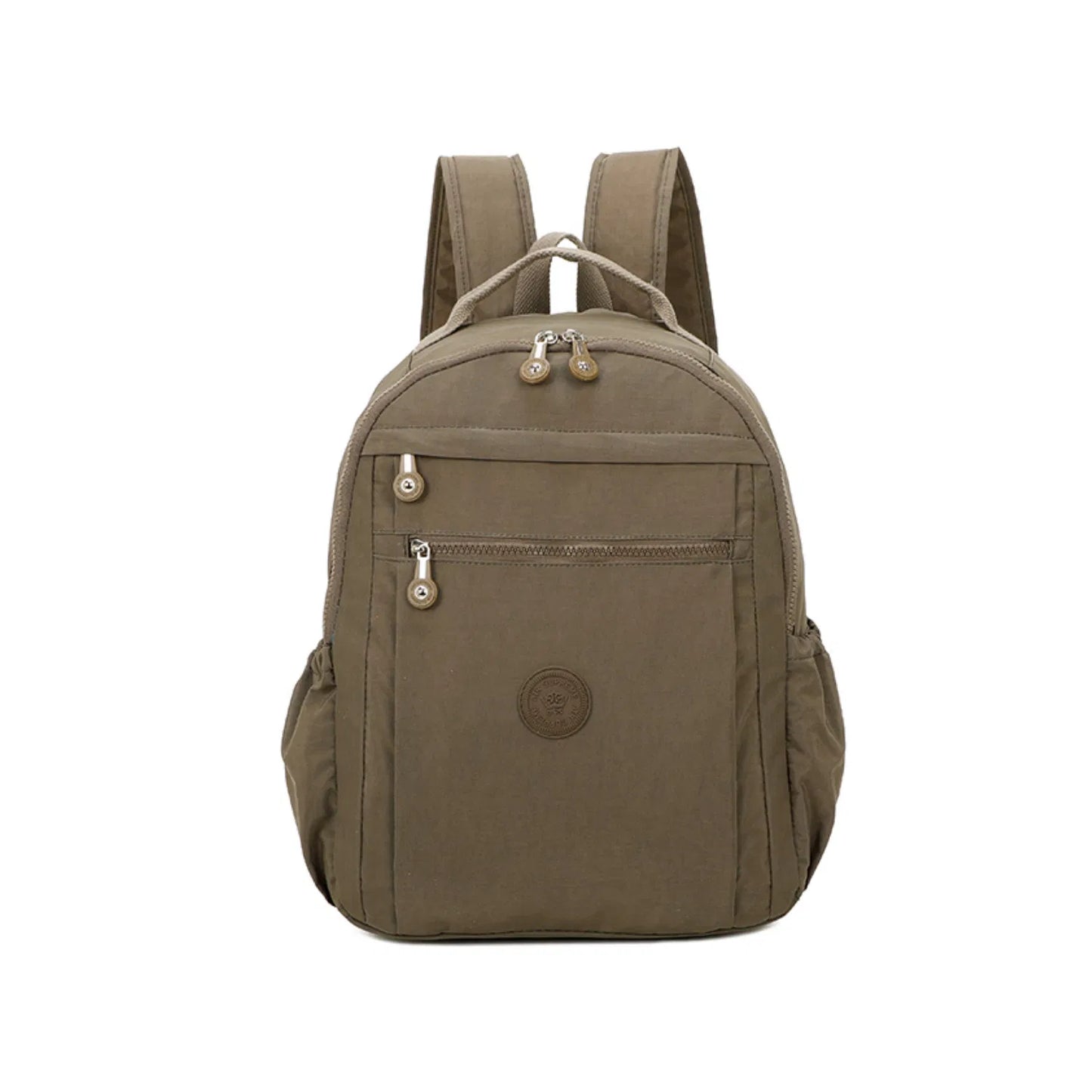 Multi-zip Stylish Plain Backpack Brown