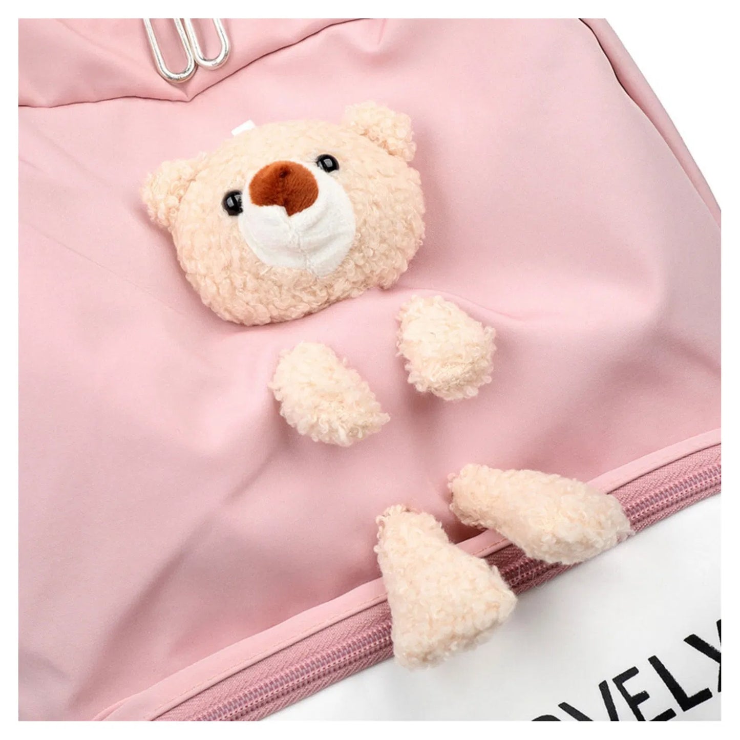 Kids Premium Soft Bear Backpack Pink