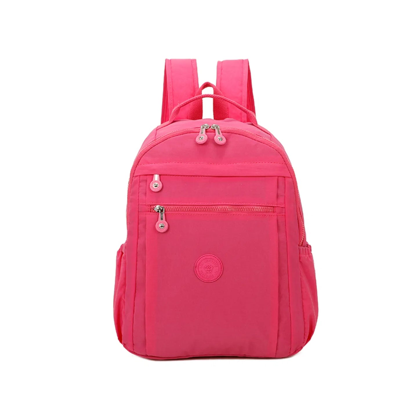 Multi-zip Stylish Plain Backpack Pink