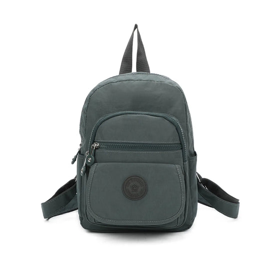 Small Premium Multiple Zip Backpack Khaki Dark Green