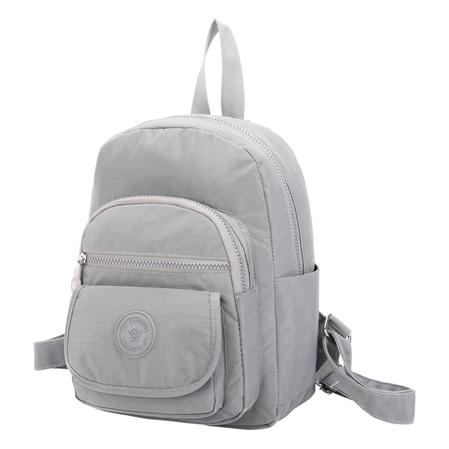 Small Premium Multiple Zip Backpack Light Grey