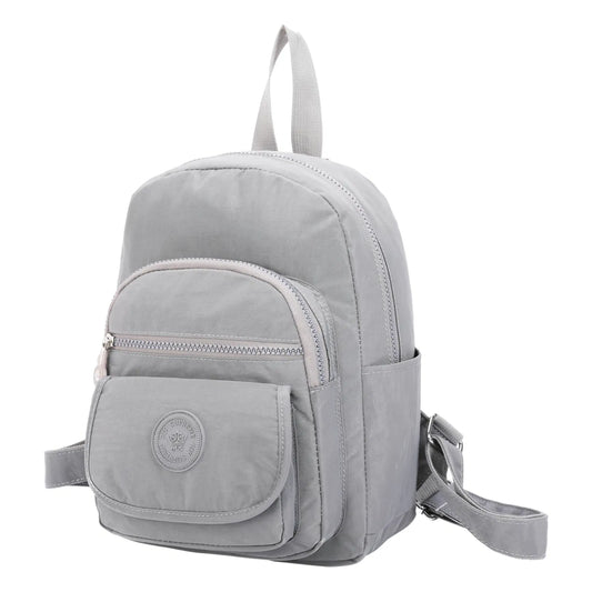Small Premium Multiple Zip Backpack Light Grey