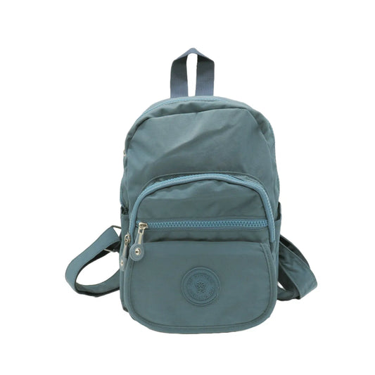 Small Premium Multiple Zip Backpack Light Blue