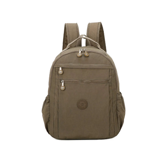 Multi-zip Stylish Plain Backpack Brown