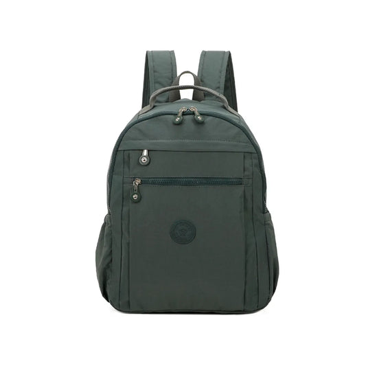 Multi-zip Stylish Plain Backpack Dark Green
