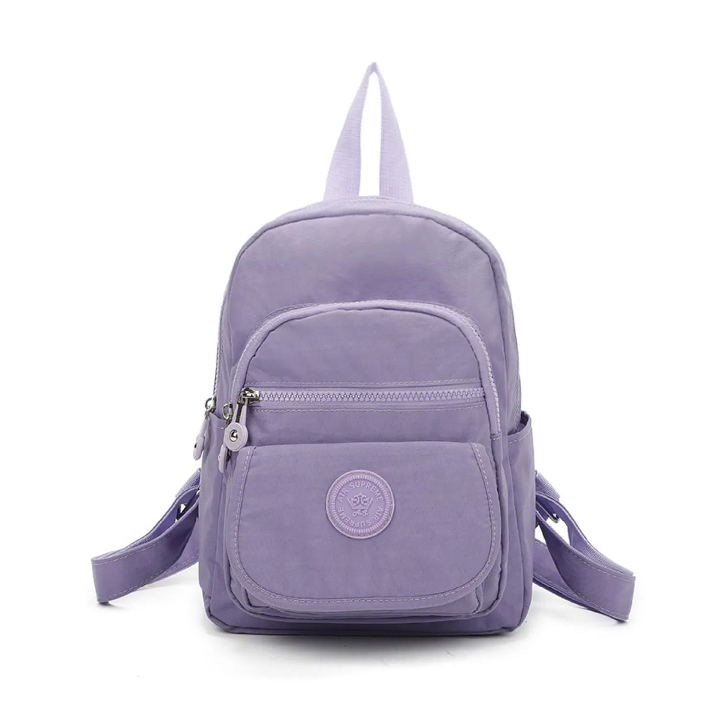 Small Premium Multiple Zip Backpack Khaki Lavender