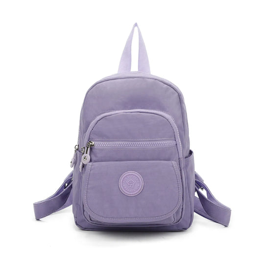 Small Premium Multiple Zip Backpack Khaki Lavender