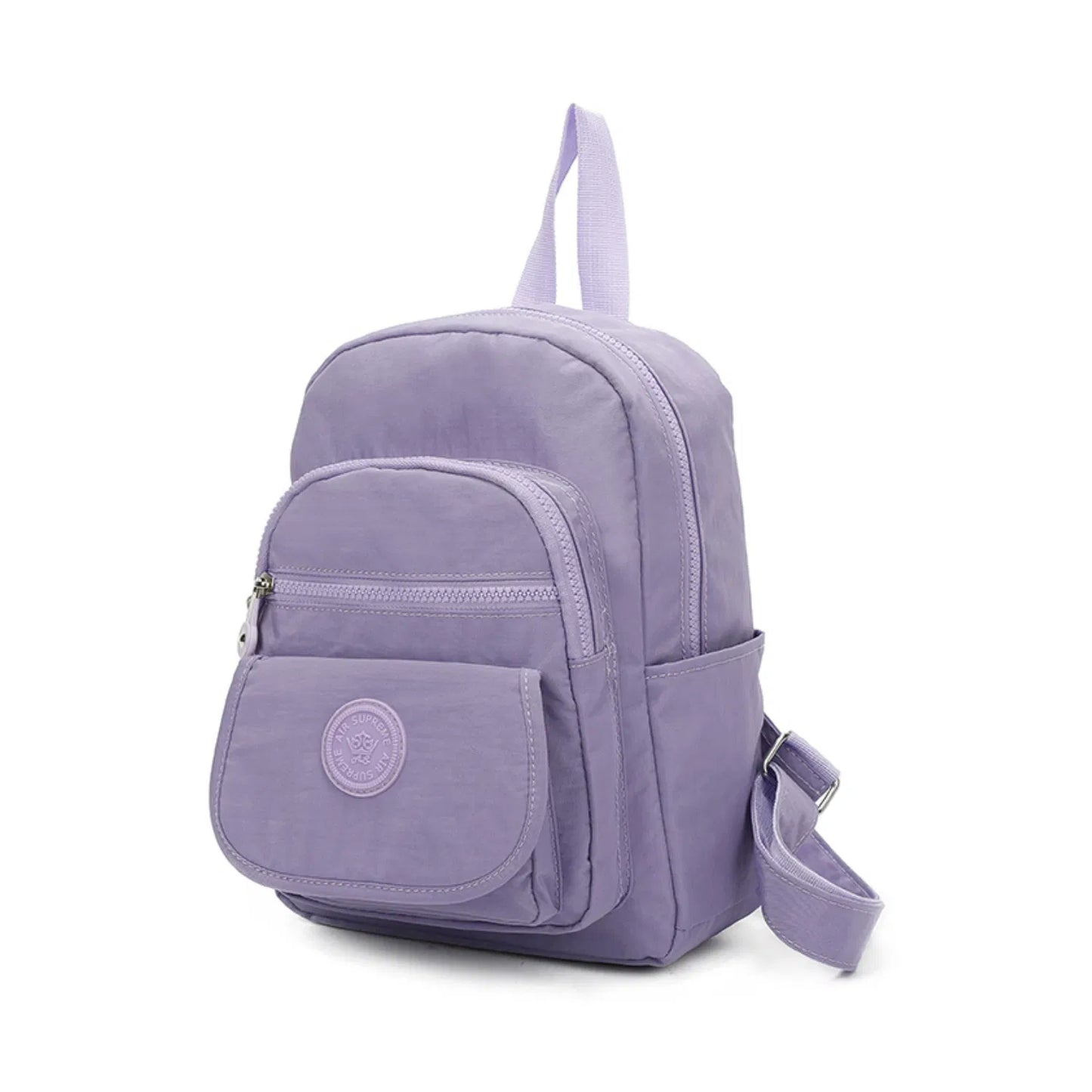 Small Premium Multiple Zip Backpack Khaki Lavender