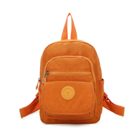 Small Premium Multiple Zip Backpack Khaki Orange
