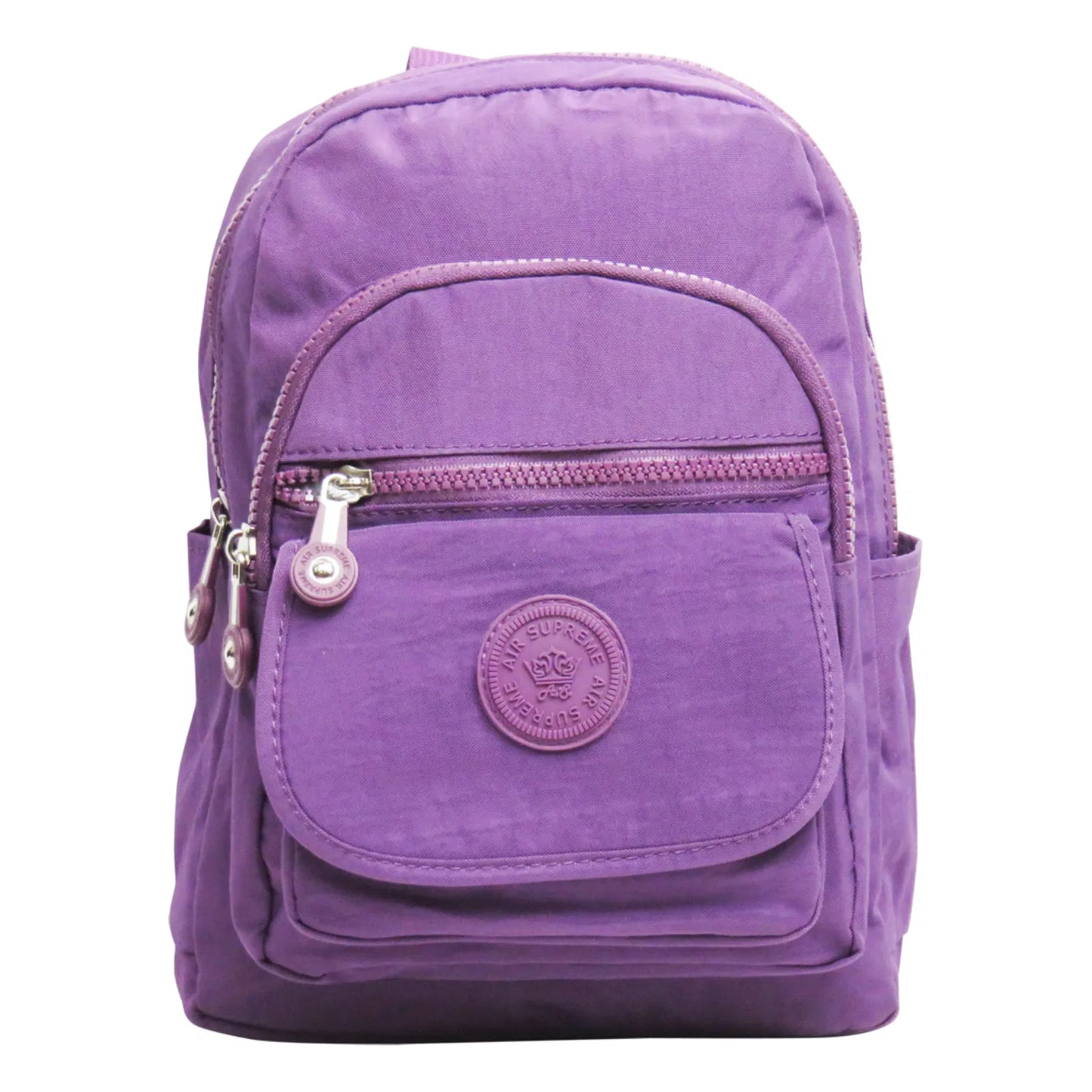 Small Premium Multiple Zip Backpack Khaki Purple