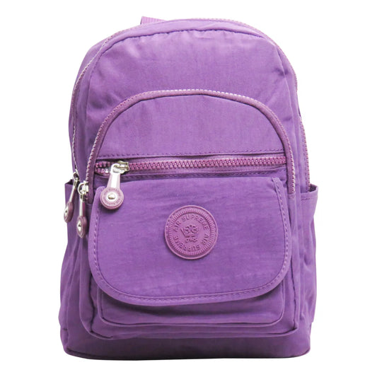 Small Premium Multiple Zip Backpack Khaki Purple