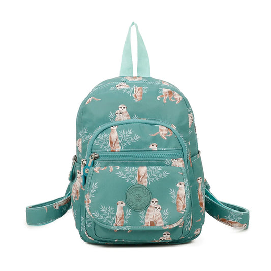 Kids Multi Zip Fun Backpack Teal Meerkat